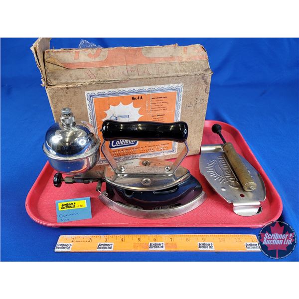 Coleman Model No. 4-A Iron with Orig Box (Box Measures: 7-1/2"H X 11-1/2"W x 4-1/2"D) (SEE PICS!)