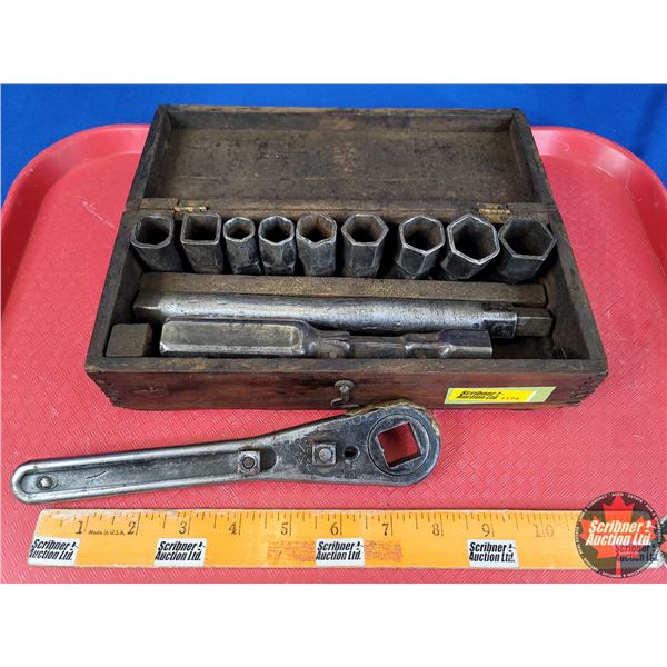 Vintage Socket Set in Wood Carry Case (Box Measures: 2-3/4"H x 10-1/4"W x 4-1/4"D) (SEE PICS!)