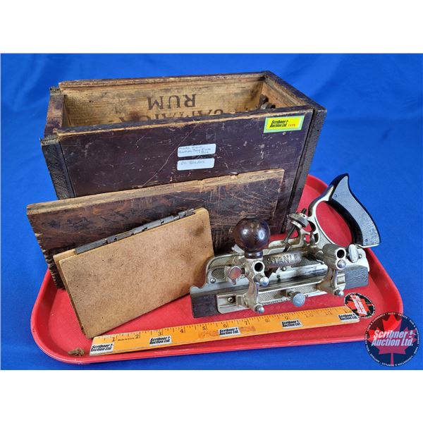 Hudson's Bay Company Wood Rum Crate Converted to Tool Box with STANLEY 45 Plain w/Blades (Box Measur