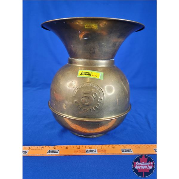 Brass Spittoon "5 Cent CIGARS" (10"H x 9"Dia) (SEE PICS!)