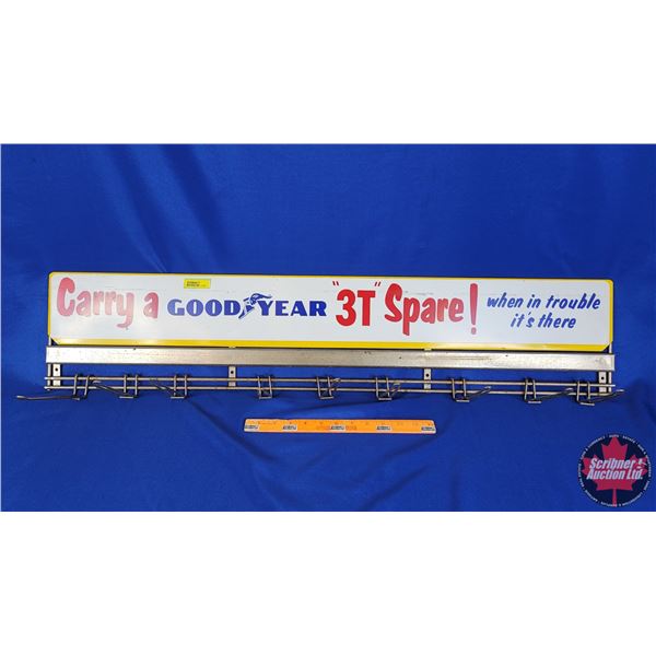 Store Display Rack "Carry a GOOD YEAR 3T Spare!" (8-1/4"H x 39"W) (SEE PICS!)