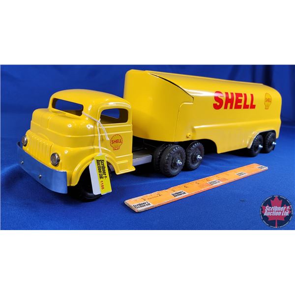 SHELL TANKER - Custom Restoration (Truck "Structo" & Tanker "Nylint" Trailer Toy) (7"H x 28"W x 6"D)