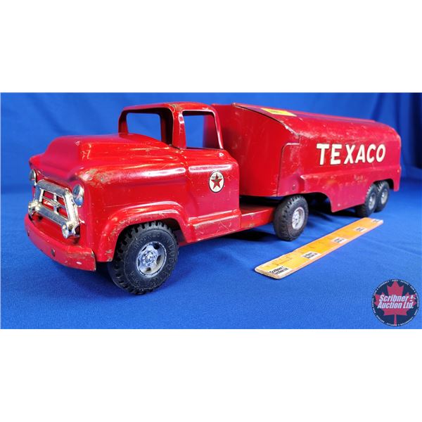 TEXACO TANKER "Buddy L" (Truck & Tanker Trailer Toy) (6-3/4"H x 23-1/4"W x 5-1/4"D) (SEE PICS!)