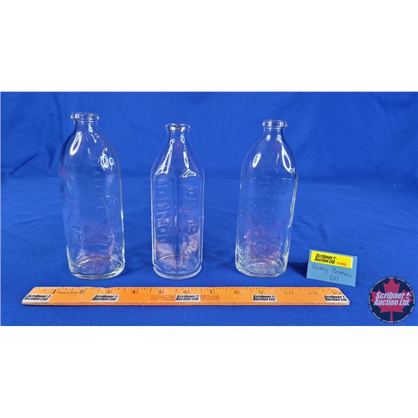 Baby Bottles (3) : Nursery Rhymes (2) Pyrex (1) (Tallest Measures 7"H) (SEE PICS!)