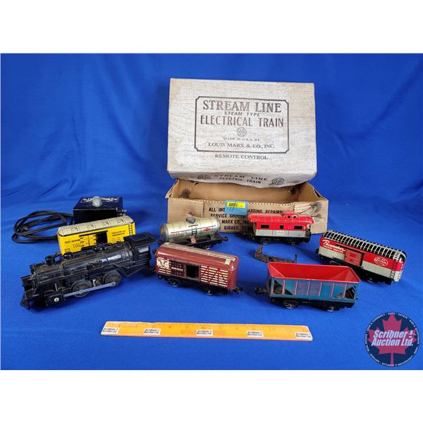 STREAM LINE STEAM TYPE ELECTRICAL TRAIN - Louis Marx & Co. Inc. w/Box & Transformer (No Track - Not 