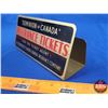 Image 2 : Counter Top Metal Ticket Agent Sign "DOMINION OF CANADA INSURANCE TICKETS" (4"H x 8-1/2"W) (SEE PICS