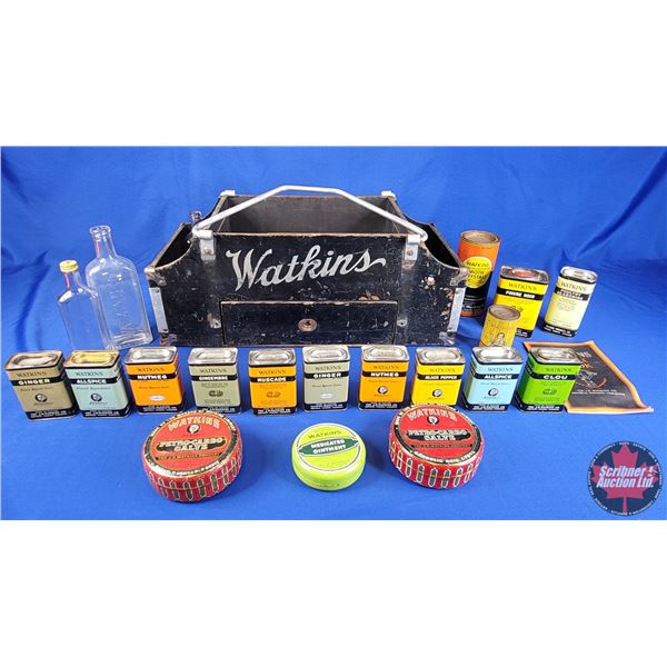 Watkins Salesman Sample Carrier / Kit with Contents (Carrier Measures : 8-1/2"H x 21"W x 9-1/2"D) (S