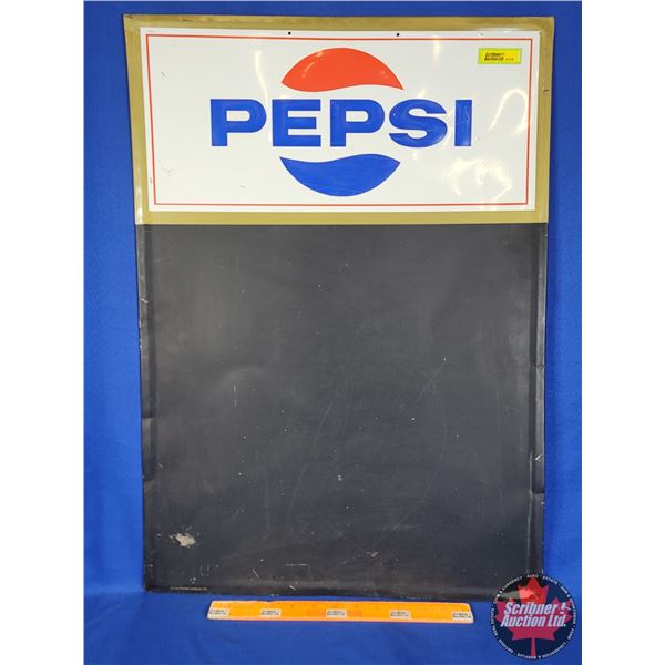 PEPSI Tin Menu Chalkboard (1972) (Embossed Top) (27-1/4"H x 19-1/4"W) (SEE PICS!)