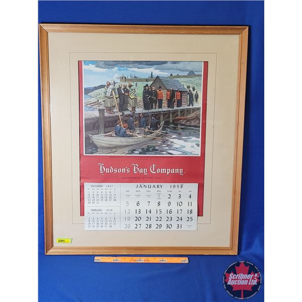 Hudson's Bay Company Calendar 1958 (Framed - Unused) (29-1/2"H x 25-1/2"W) (SEE PICS!)