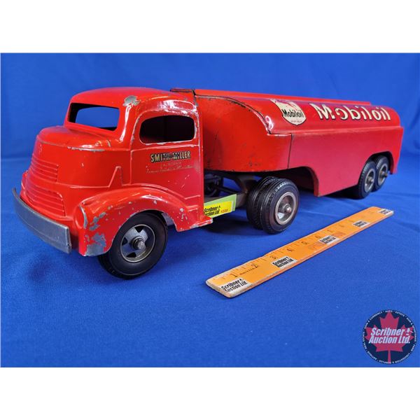 "Mobiloil" "Smith-Miller" TANKER "Smitty Toys" (Truck & Tanker Trailer Toy) (6"H x 22"W x 6"D) (SEE 
