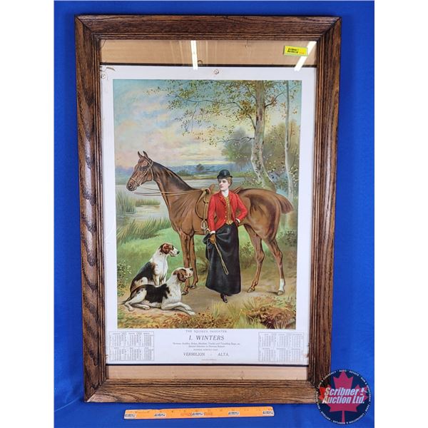Framed Advertising Calendar 1912 (Vermilion, ALTA) "The Squires Daughter" (SEE PICS!)