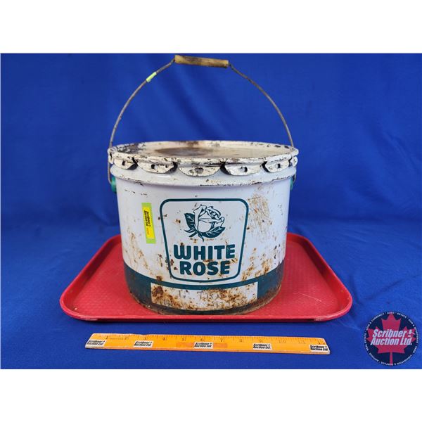 "WHITE ROSE" Pail (9-1/2"H x 12"Dia) (SEE PICS!)