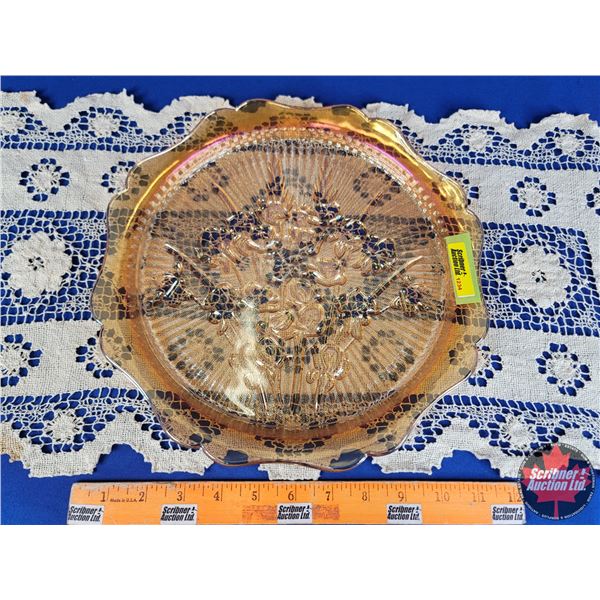 Iris & Herringbone Bone Cake Plate (12"Dia) (SEE PICS!)