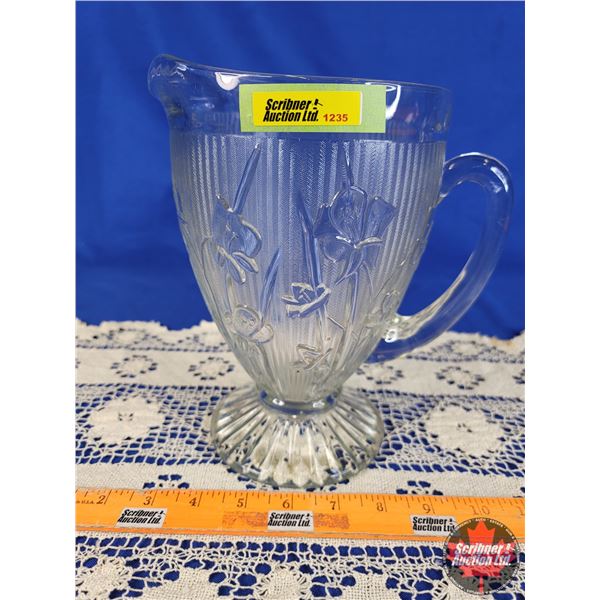 Iris & Herringbone Bone Pitcher (9"H x 5-3/4"Dia) (SEE PICS!)