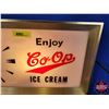Image 3 : "Enjoy Co-Op Ice Cream" Lighted Advertising Clock (Working) (10-3/4"H x 19-3/4"W) (SEE PICS!)