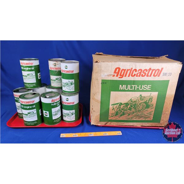 Agricastrol Case with 10 Tins (5 Full & 5 Empty) (Box Measures : 13-3/4"H x 16"W x 12"D) (SEE PICS!)