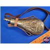 Image 3 : Brass Gun Powder Flask (Stamped: Made in Italy) (Leather Strap) (8-3/4") (SEE PICS!)