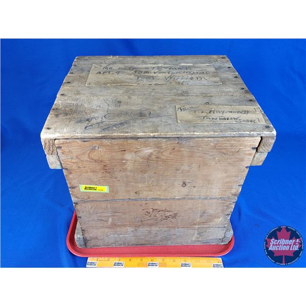 Wood Egg Crate (Stamped: Mfd. by Thorkelsson Ltd. The Master Box-Makers Winnipeg, Canada) (c/w Trays