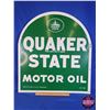 Image 5 : Double Sided Metal Tombstone Advertising Sign : "QUAKER STATE MOTOR OIL" (29-1/2"H x 26-1/2"W) (SEE 