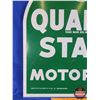Image 7 : Double Sided Metal Tombstone Advertising Sign : "QUAKER STATE MOTOR OIL" (29-1/2"H x 26-1/2"W) (SEE 