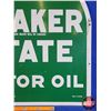 Image 8 : Double Sided Metal Tombstone Advertising Sign : "QUAKER STATE MOTOR OIL" (29-1/2"H x 26-1/2"W) (SEE 