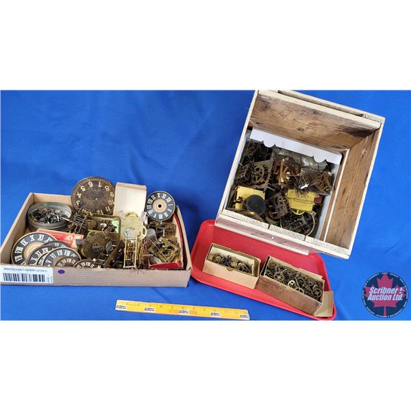 CLOCK Works Collection : Parts & Pieces (Very Large Assortment with Wood Crate) (Crate Measures: 12-