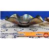 Image 2 : Décor Ruffle Edge Candy Bowls (2) Carnival Glass - Iridized (8") (SEE PICS!)