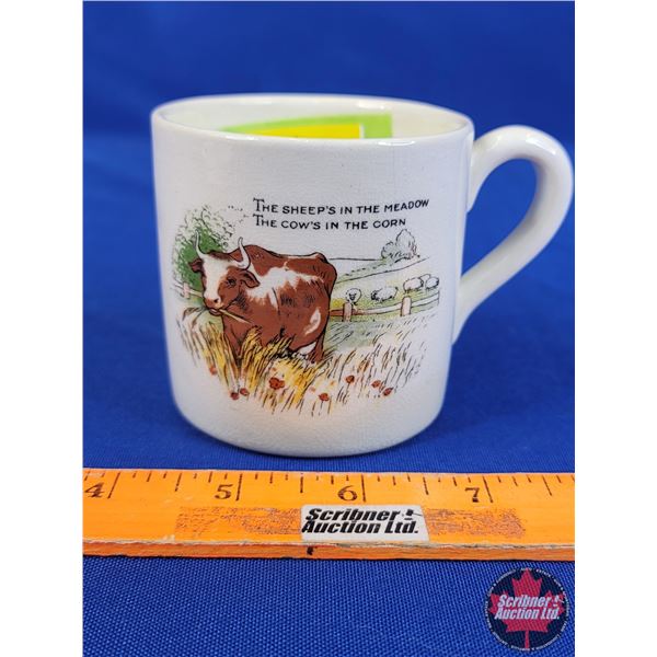 Medalta Potteries Nursery Rhyme Mug "The Sheep's in the Meadow The Cow's in the Corn" (3"H x 3"Dia) 