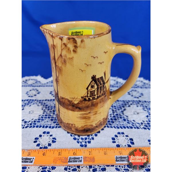 Medalta Potteries Pitcher (Dutch House / Windmill) (7-1/8"H) (SEE PICS!)