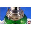 Image 6 : Coal Oil Lamp - Green Glass Base "Rosa" Pattern (White Flame Burner) (19"H Total) (SEE PICS!)