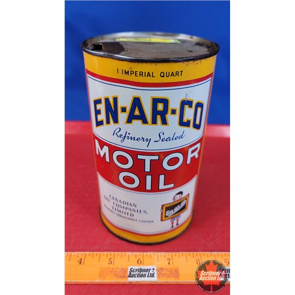 EN-AR-CO Motor Oil Tin "Canadian Oil Companies Limited" (7"H x 4"Dia) (SEE PICS!)
