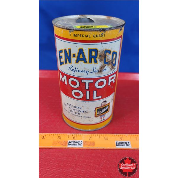 EN-AR-CO Motor Oil Tin "Canadian Oil Companies Limited" (7"H x 4"Dia) (SEE PICS!)