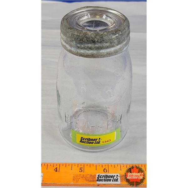 Mason Jar "BEAVER" Pint (Bottom Stamp 1) (5-1/2"H) (SEE PICS!)