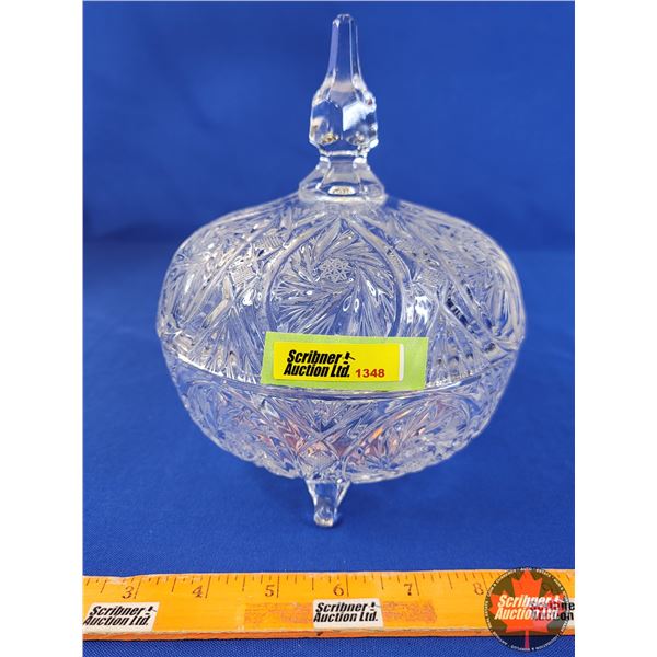 Clear Glass Footed Candy Dish w/Lid (8"H) (SEE PICS!)