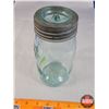 Image 4 : Mason Jar "BEAVER" Quart (Bottom Stamp 3) (7-1/2"H) (Blue Tinge) (SEE PICS!)