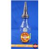 Image 1 : Vintage Style Service Station 1 Quart Oil Bottle "GOLDEN SHELL OIL" Decal w/Spout (14"H Total) (SEE 
