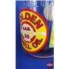 Image 5 : Vintage Style Service Station 1 Quart Oil Bottle "GOLDEN SHELL OIL" Decal w/Spout (14"H Total) (SEE 