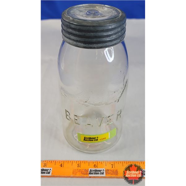 Mason Jar "BEAVER" Quart (8-1/2"H) (SEE PICS!)