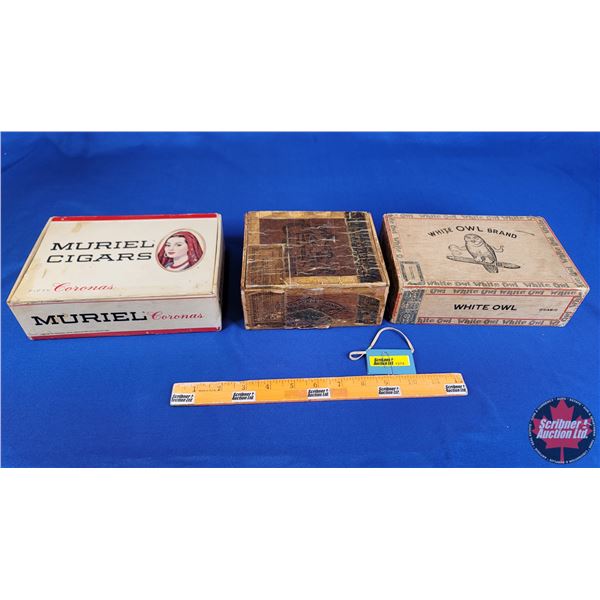 Cigar Boxes (3): Muriel; John McNee & Sons; White Owl (SEE PICS!)