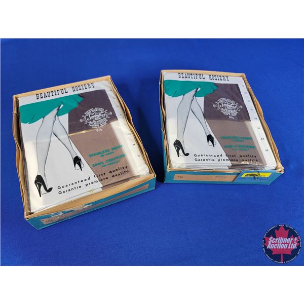 Vintage Unopened (NEW OLD STOCK) Hosiery/Stockings/Nylons (2 Boxes = 24 Pkgs) (Box Measures 10"H x 7