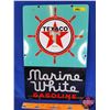 Image 1 : Reproduction Pump Sign "TEXACO Marine White GASOLINE" (18"H x 12"W) (Heavy) (SEE PICS!)