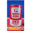 Image 2 : OIL TIN : WHITE ROSE MOTOR OIL (Cardboard) (FULL) (6"H x 4"Dia) (SEE PICS!)
