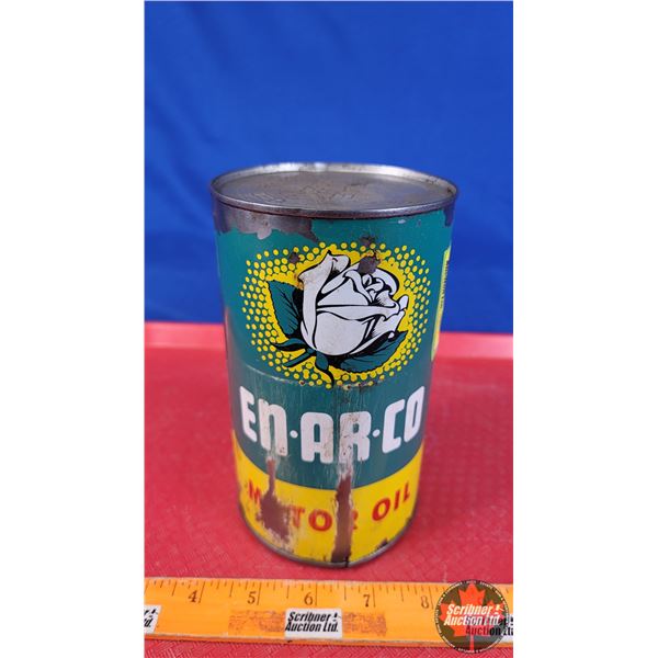 OIL TIN: EN-AR-CO Motor Oil "Canadian Oil Companies Limited" (6-1/2"H x 4"Dia) (SEE PICS!)