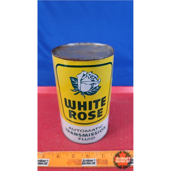OIL TIN: WHITE ROSE Transmission Fluid (FULL) (6-1/2"H x 4"Dia) (SEE PICS!)