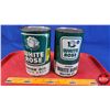 Image 1 : OIL TINS (2): WHITE ROSE - Variety Green & White (6-1/2"H x 4"Dia) (SEE PICS!)