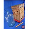 Image 1 : Glass Water Carboy Bottle with Wood Crate (22-1/2"H x 12-1/2"W x 14"D) (SEE PICS!)