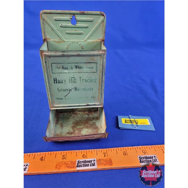 Matchbox Holder "The Red & White Stores Hairy Hill Trading General Merchants" (5-1/2"H x 3"W x 3"D) 