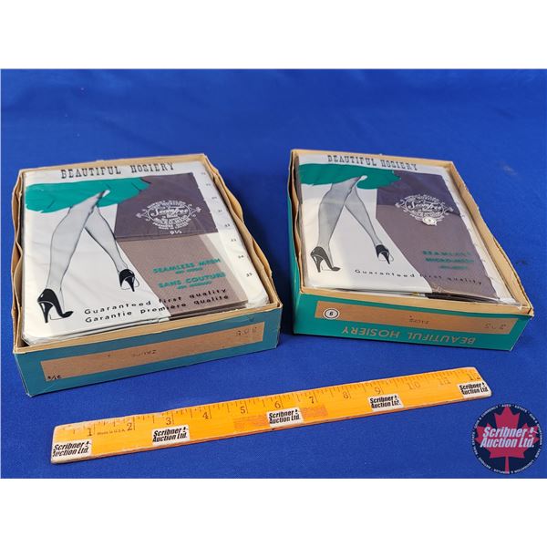 Vintage Unopened (NEW OLD STOCK) Hosiery/Stockings/Nylons (2 Boxes = 24 Pkgs) (Box Measures 10"H x 7