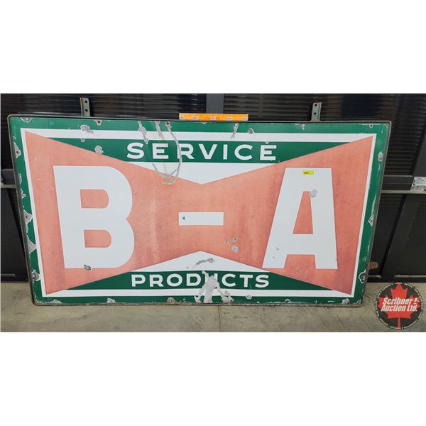 Large B-A SERVICE PRODUCTS Single Side Enamel Sign (Very Heavy) (in Frame) (36"H x 66"W) (SEE PICS!)