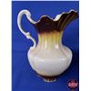 Image 2 : Pitcher & Basin Set (Stamped Bottom : Semi-Porcelain) (Pitcher Measures: 11-1/2"H) (SEE PICS!)